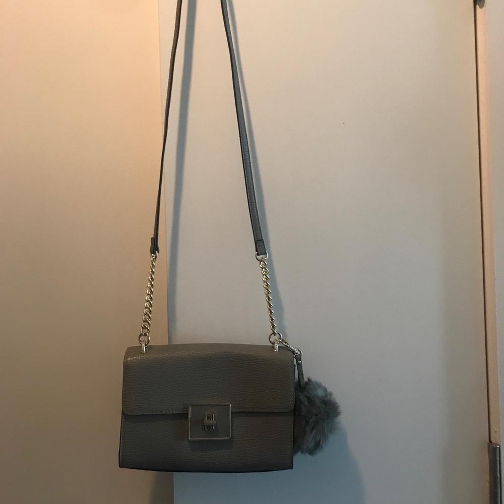 Grey leather crossbody